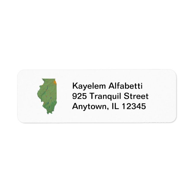 Étiquette Carte Illinois Adresse de retour Label (Devant)