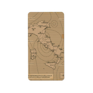 Étiquette Carte météorologique vintage de l'Italie, Scilly e
