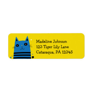 Étiquette Carte moderne bleu et jaune Adresse de retour du c