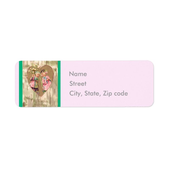 Étiquette Carte postale Valentine pour filles d'Asie vintage (Devant)