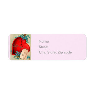 Étiquette Carte postale vintage Big Red Heart Valentine