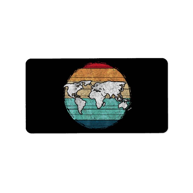 Étiquette Carte rétro du monde (Devant)