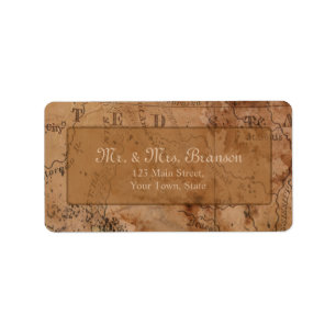 Étiquette Carte vintage Mariage de destination Monogramme pe