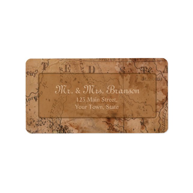 Étiquette Carte vintage Mariage de destination Monogramme pe (Devant)