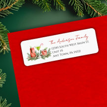 Cartes de Noël Cocktail Festif et Gui