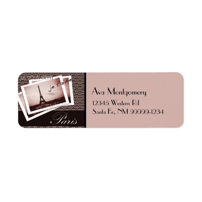 Étiquette Cartes postales de Paris Adresse de retour Label (Devant)