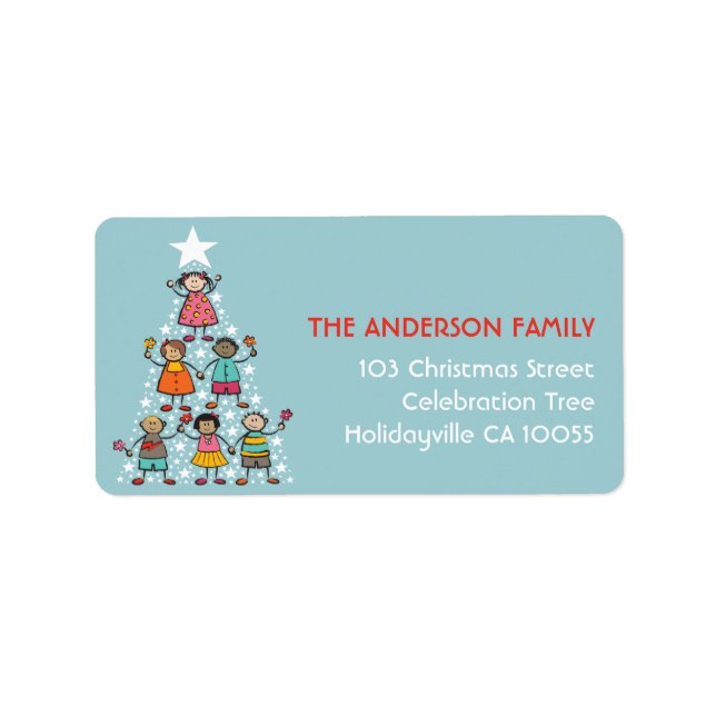 Étiquette Cartographie Arbre de Noël Enfants vacances Adress (Devant)