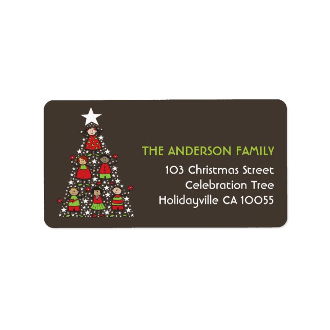 Étiquette Cartographie Arbre de Noël Enfants vacances Adress (Devant)