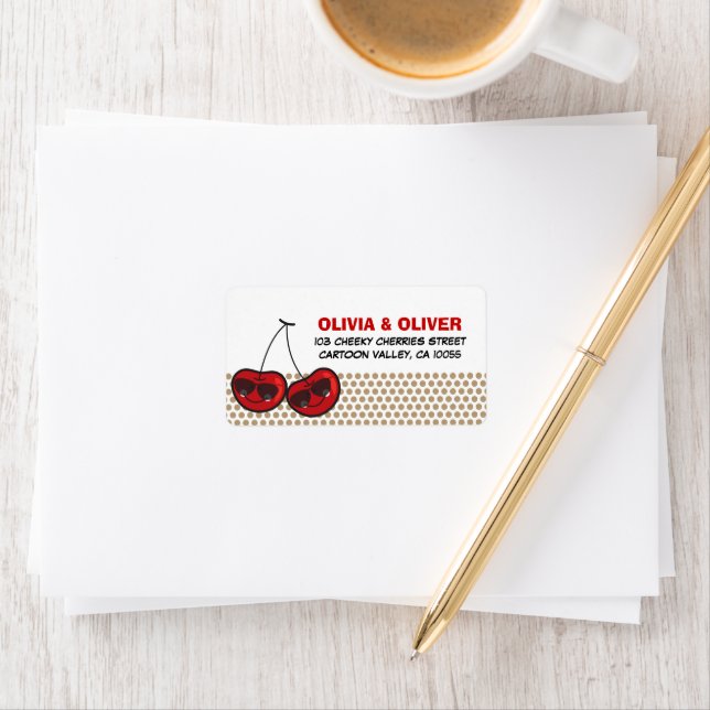 Étiquette Cartographie Cool partie cerises jumeaux Anniversa (En situation)