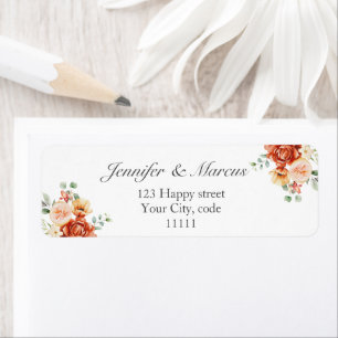 Étiquette Carton de Mariage Élégant Floral Adresse de Retour