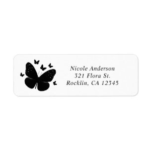 Étiquette Carton d'invitation à une fête avec papillons noir