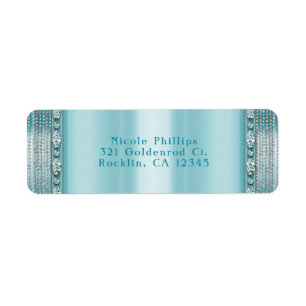Étiquette Carton d'invitation Aqua Bleu Turquoise et Diamant