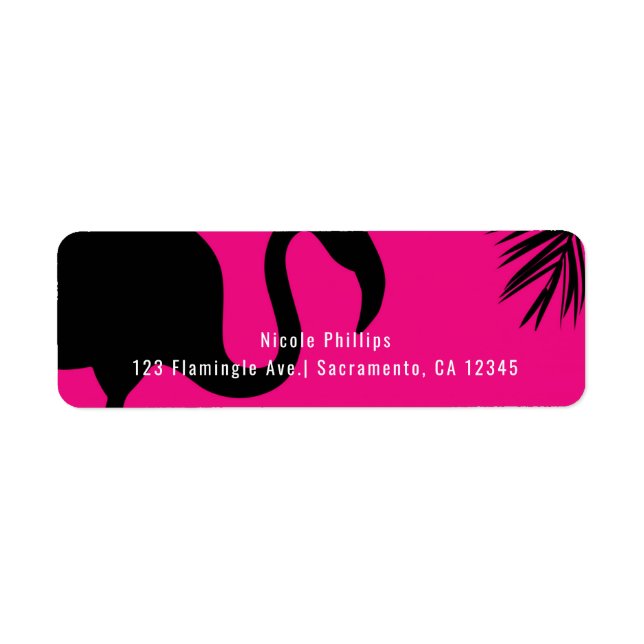 Étiquette Carton d'invitation de fête Flamant rose & Noir et (Devant)