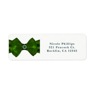 Étiquette Carton d'invitation de fiançailles Ruban Vert & Di