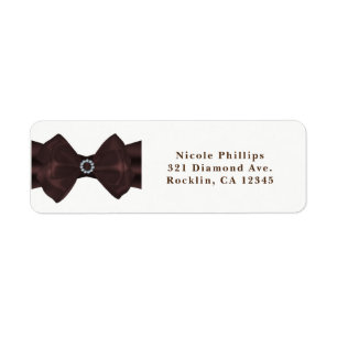 Étiquette Carton d'invitation de mariage ruban marron et dia