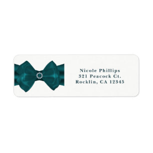 Étiquette Carton d'invitation de mariage Teal Ribbon & Diamo