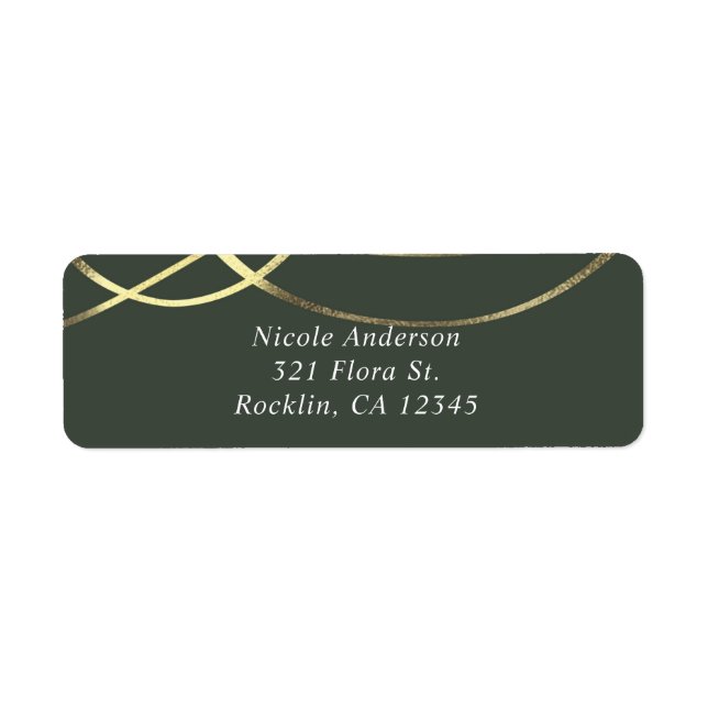 Étiquette Carton d'invitation en faux feuille dorée et vert  (Devant)