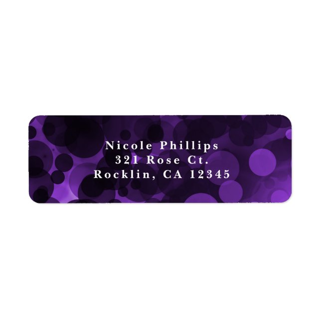 Étiquette Carton d'invitation moderne chic à pois violets et (Devant)