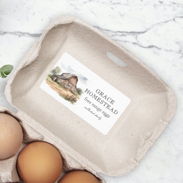 Étiquette Carton d'œufs de ferme rustique marron (Créateur téléchargé)