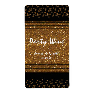 Étiquette Cartons d'invitation de fête à paillettes dorées b