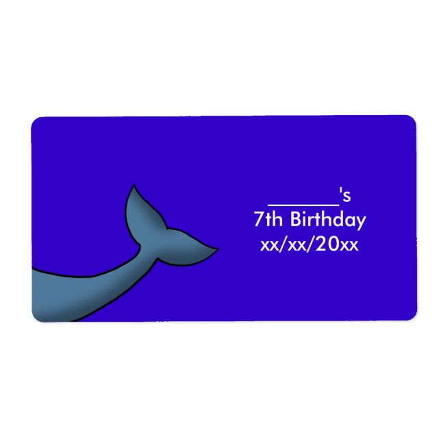 Étiquette Cartoon Humpback Whale Tail Vin ou bouteille d'eau (Devant)