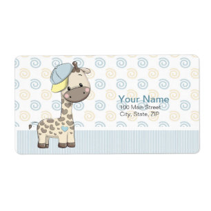 Étiquette Cartoon personnalisé Baby Boy Giraffe