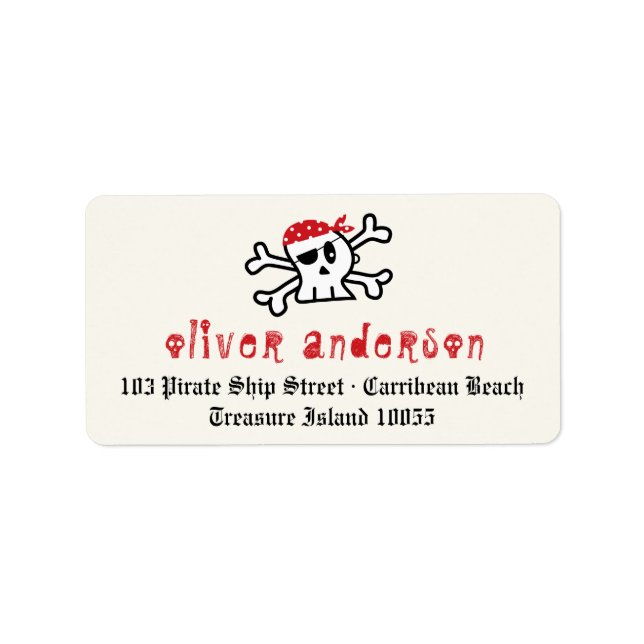 Étiquette Cartoon Pirate Skeleton Skull Anniversaire Étiquet (Devant)