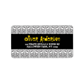 Étiquette Cartoon Pirate Skuls & Bones Halloween Adresse