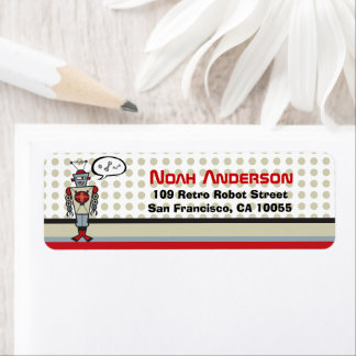 Étiquette Cartoon Retro Robot Cute Kids Boy Anniversaire Adr