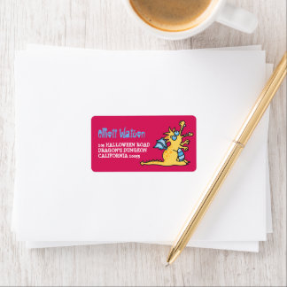 Étiquette Cartoon Yellow Magagon Dragon Kid Halloween Adress