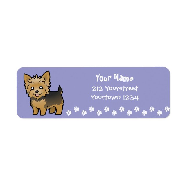 Étiquette Cartoon Yorkshire Terrier (cheveux courts sans arc (Devant)