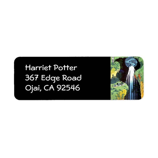 Étiquette Cascade d'Amida, Hokusai Art japonais (Devant)