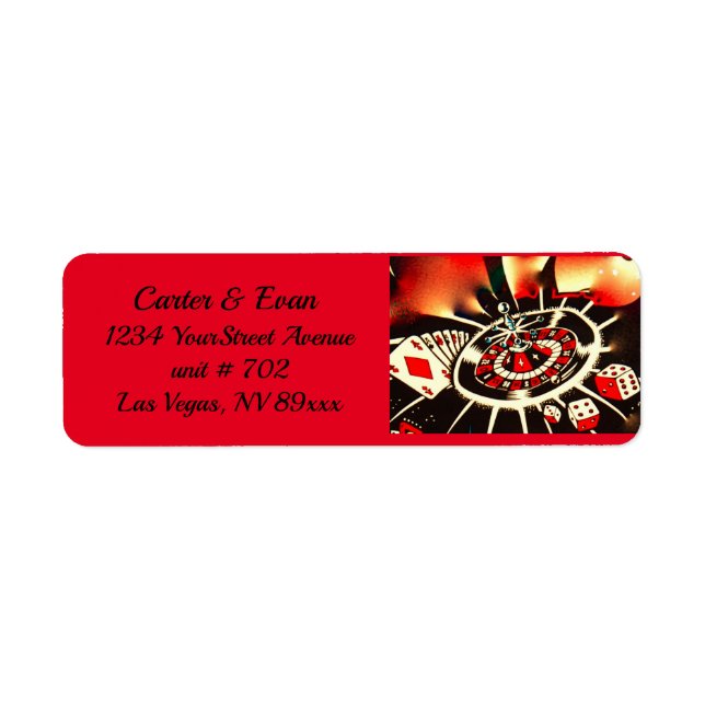 Étiquette Casino Gambler Noir, Or, Rouge (Devant)