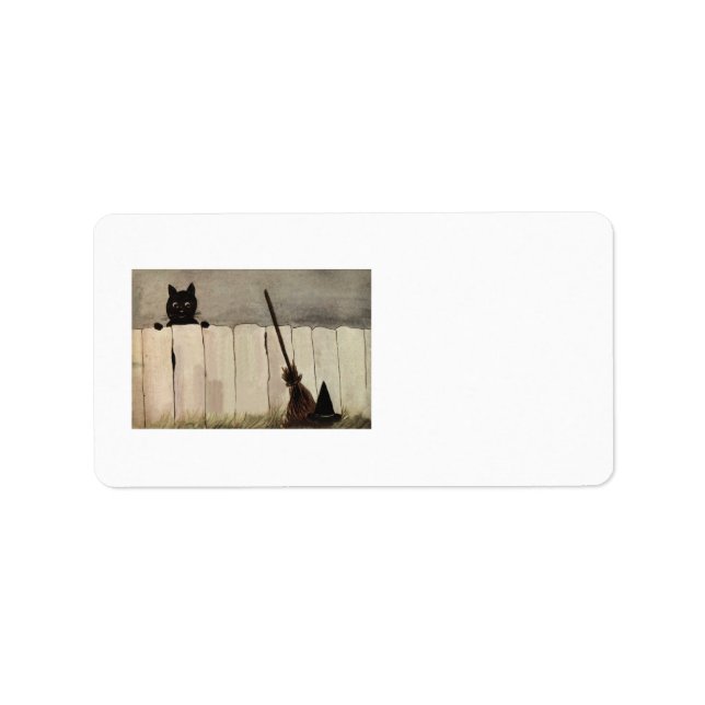 Étiquette Casquette de chambre de la sorcière de chat noir (Devant)