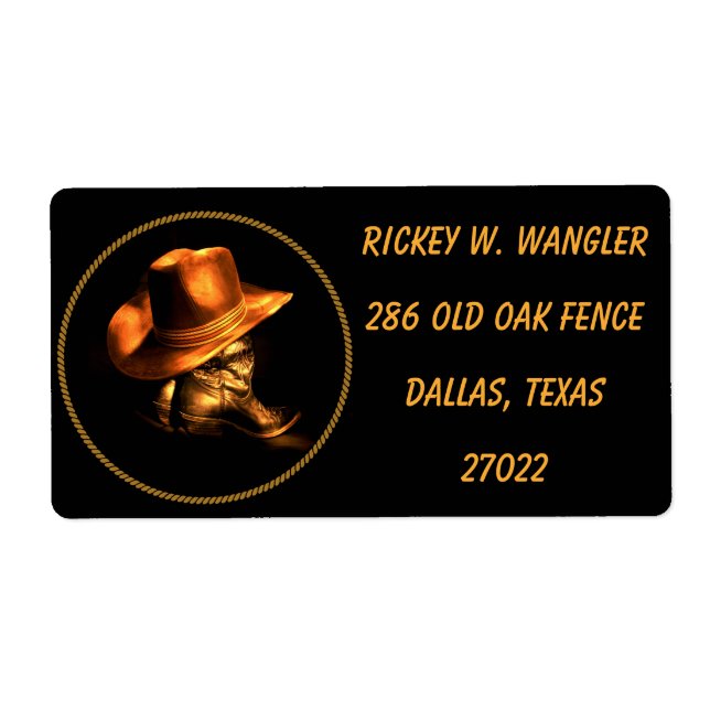 ÉTIQUETTE CASQUETTE DE COWBOY ET BOOTS (Devant)