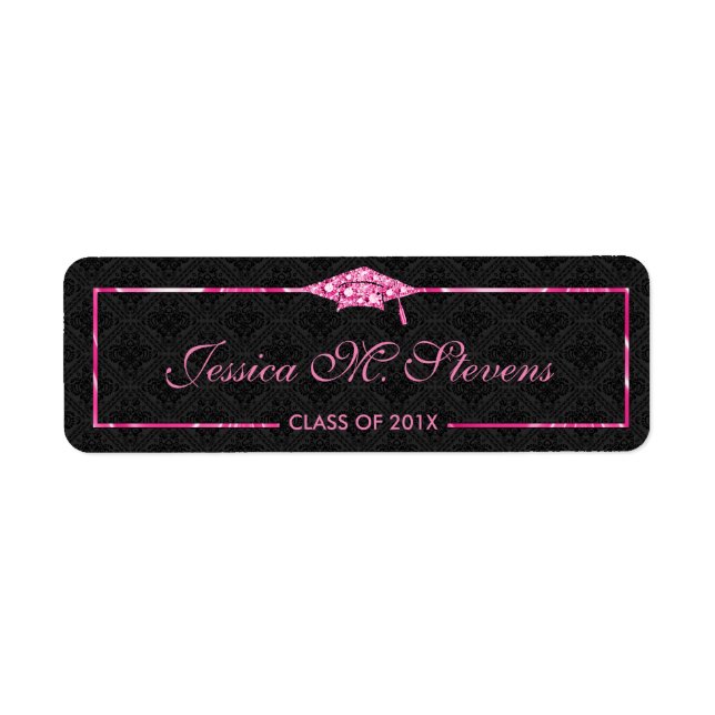 Étiquette Casquette De Graduation Black & Bling Avec Cadre R (Devant)