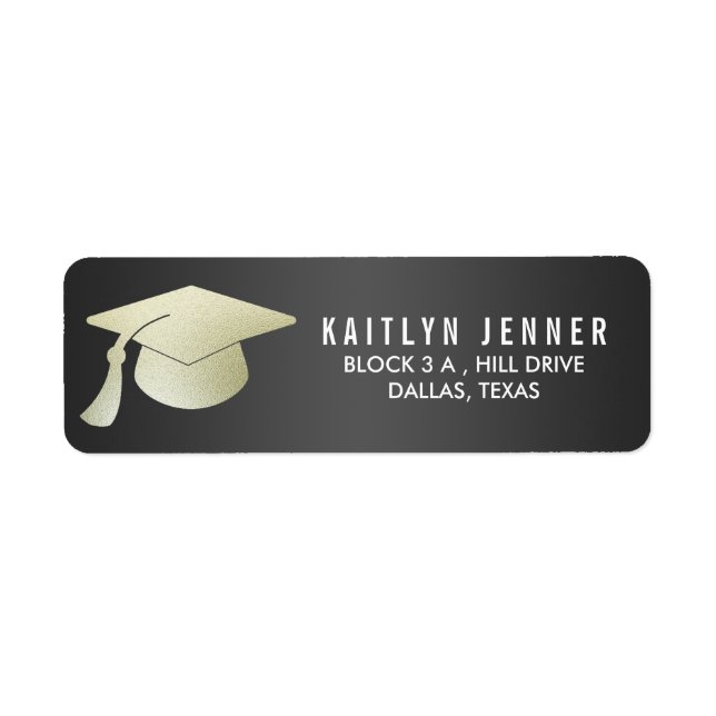 Étiquette Casquette de graduation moderne Faux Silver Foil N (Devant)
