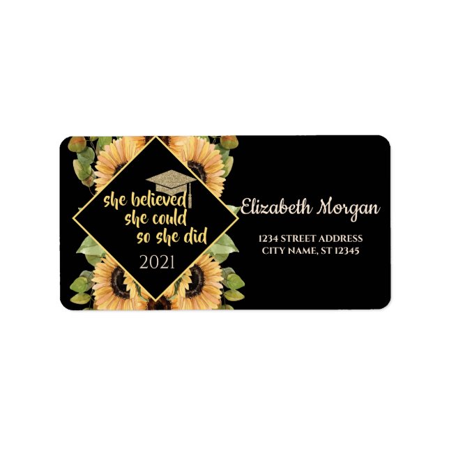 Étiquette Casquette diplômé de la Parties scintillant des to (Devant)