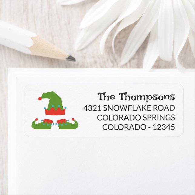 Étiquette Casquette et chaussures pour elfe lunatique Noël (En situation)