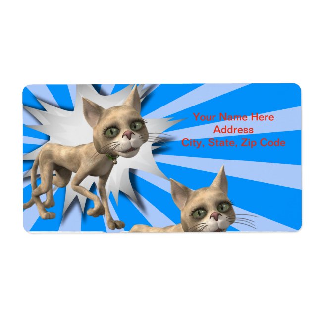 Étiquette Cat Blue Gray Labels (Devant)