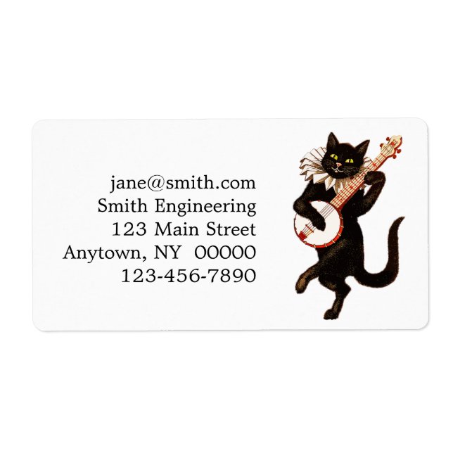 Étiquette Cat playing banjo (Devant)