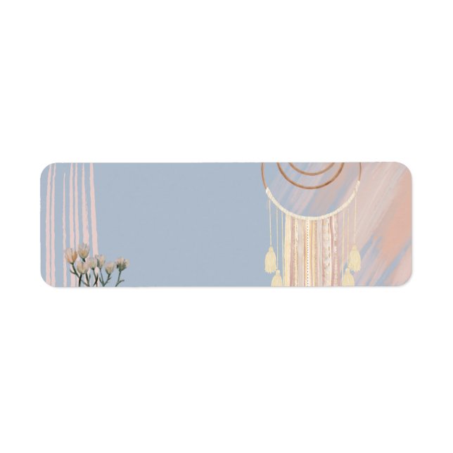 Étiquette Catcher de rêve Boho Peach Dusty Blue (Devant)