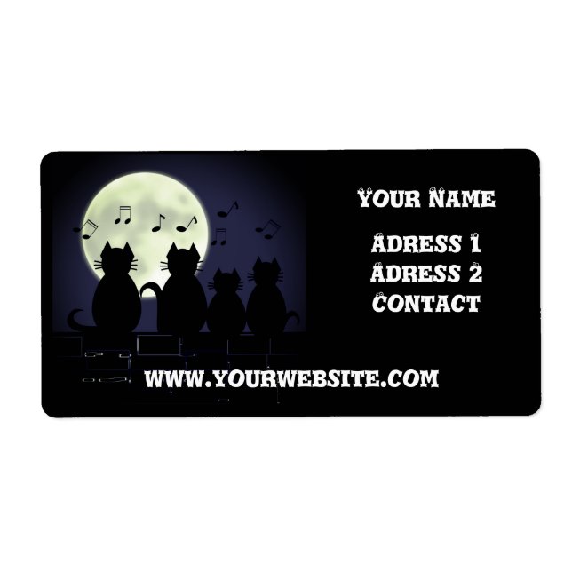 Étiquette caterwauling, Chats au clair de lune. Personnalise (Devant)