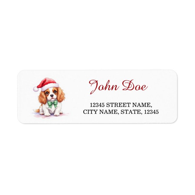 Étiquette Cavalier King Charles Spaniel Chapeau de Père Noël (Devant)