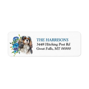 Étiquette Cavalier King Charles Spaniel Floral