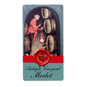 ÉTIQUETTE CAVE À VIN ANTIQUE SCEAU DE CIRE ROUGE DE CÉRÉALIT