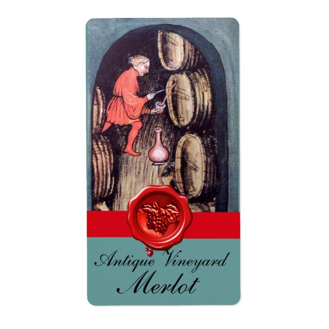 ÉTIQUETTE CAVE À VIN ANTIQUE SCEAU DE CIRE ROUGE DE CÉRÉALIT (Devant)