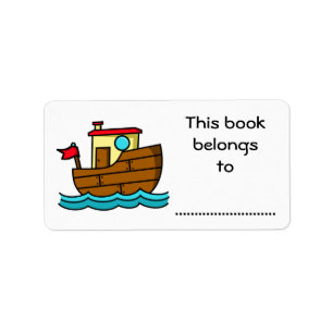Étiquette Ce livre appartient à, bateau de dessin animé