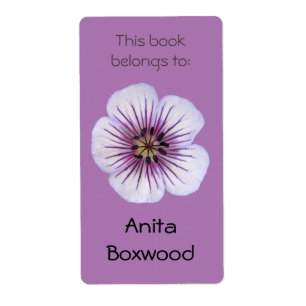 Étiquette Ce livre appartient à la fleur pourpre nommée