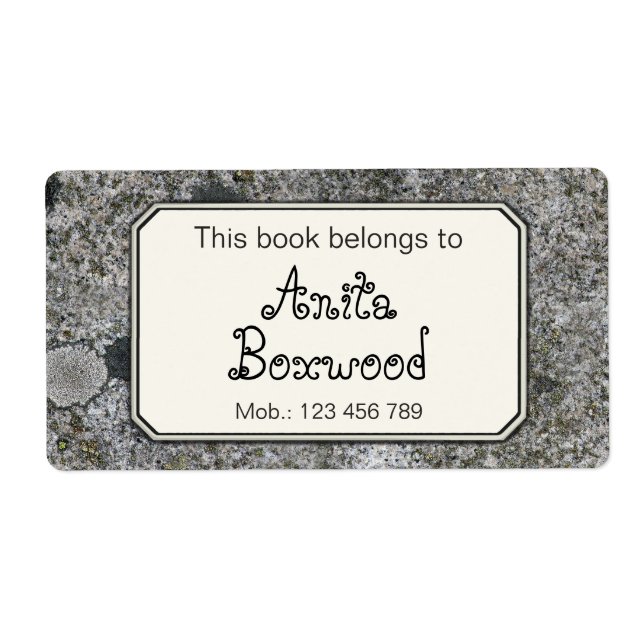 Étiquette Ce Livre Appartient À La Texture Rock De Nom Perso (Devant)